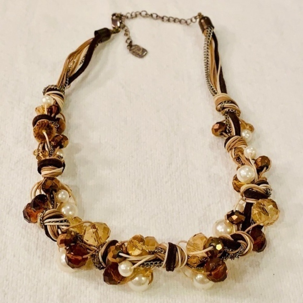 💐5/25 You and I chunky boho short choker beaded necklace multi cord knotted